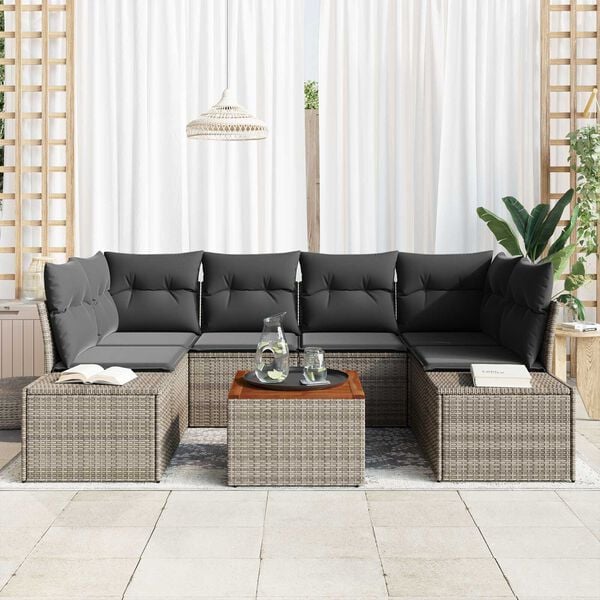 vidaXL Garden Sofa Set 7 pcs Grey