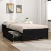 vidaXL Bed Frame without Mattress with Drawers Black Single