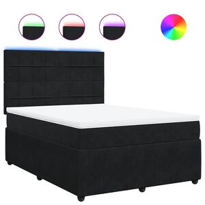 vidaXL Box Spring Bed with Mattress Black Double Velvet