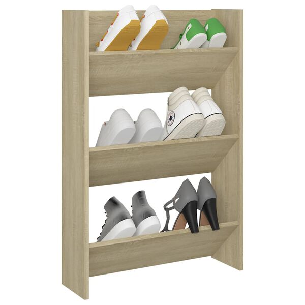 vidaXL Wall Shoe Cabinet Sonoma Oak 60x18x90 cm Engineered Wood
