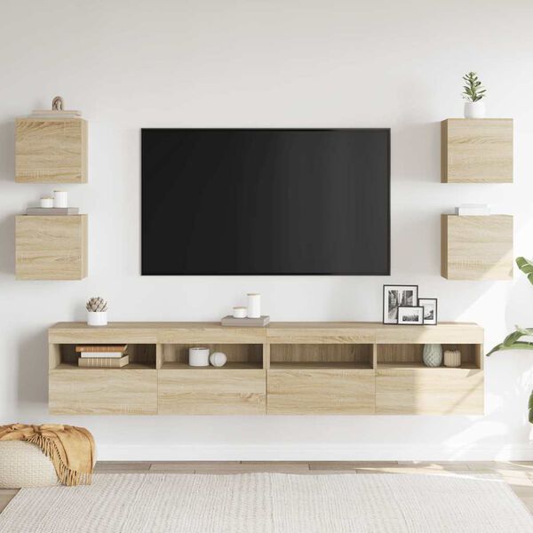 vidaXL Wall Mounted TV Cabinets 4 pcs Sonoma Oak 30.5x30x30 cm