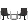 vidaXL 3 Piece Garden Lounge Set with Cushions Black Poly Rattan