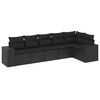 vidaXL 6 Piece Garden Sofa Set with Cushions Black Poly Rattan