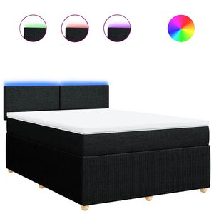 vidaXL Box Spring Bed with Mattress Dark Grey Queen Fabric