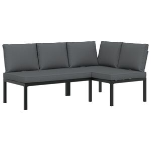vidaXL 2 Piece Garden Sofa Set with Cushions Black Aluminium