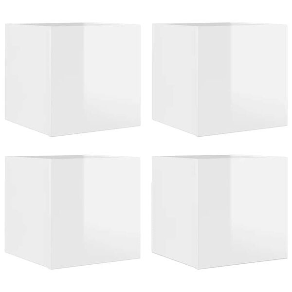 vidaXL Wall Mounted TV Cabinets 4 pcs High Gloss White 30.5x30x30 cm