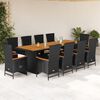 vidaXL 11 Piece Garden Dining Set with Cushions Black Poly Rattan