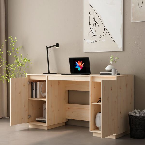 vidaXL Desk 140x50x75 cm Solid Wood Pine