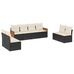 vidaXL 8 Piece Garden Sofa Set with Cushions Black Poly Rattan