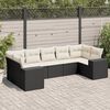 vidaXL 7 Piece Garden Sofa Set with Cushions Black Poly Rattan