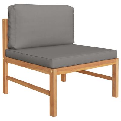 vidaXL 4-Seater Garden Sofa with Grey Cushions Solid Teak Wood