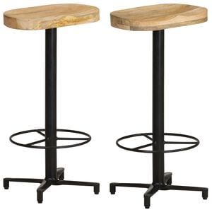 vidaXL Bar Stool | Set of 2 | Natural Wood, Black