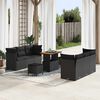 vidaXL Garden Sofa Set with Cushion 9 pcs Black Poly Rattan