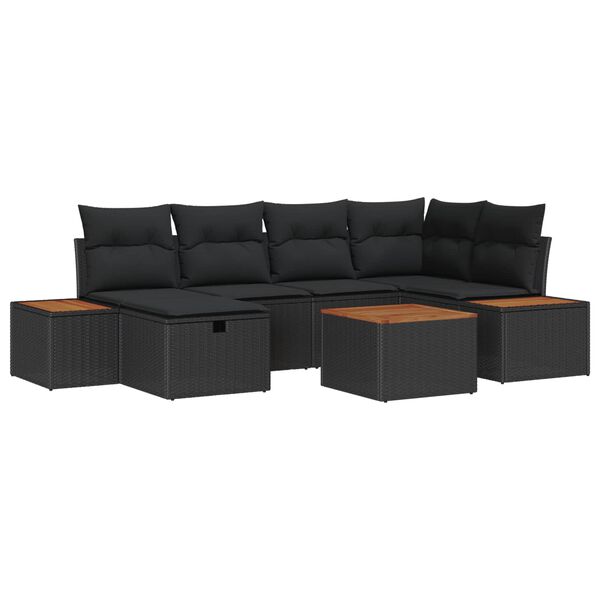 vidaXL Garden Sofa Set 7 pcs Black 55 x 62 x 69 cm Poly rattan