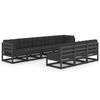 vidaXL 8 Piece Garden Lounge Set with Cushions Black Solid Wood Pine