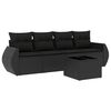 vidaXL 5 Piece Garden Sofa Set with Cushions Black Poly Rattan