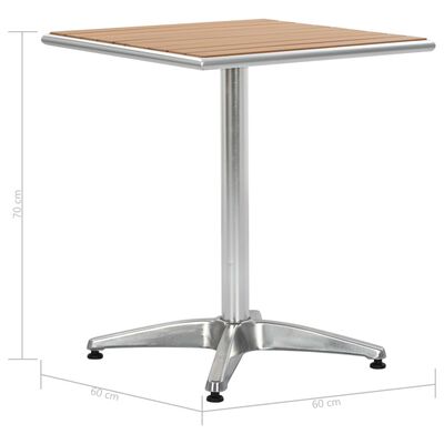 vidaXL Garden Table Silver 60x60x70 cm Aluminium and WPC