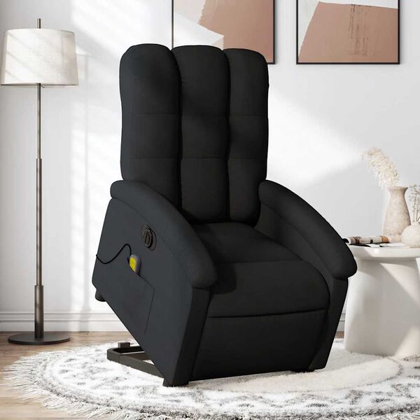 vidaXL Electric Stand up Massage Recliner Chair Black Fabric