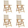 vidaXL Reclining Folding Chairs 4 pcs Beige Poly Rattan and Solid Wood