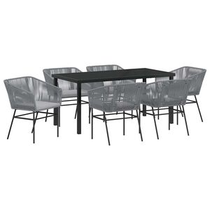 vidaXL Garden Dining Set 7 pcs Grey Powder-Coated Steel