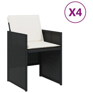 vidaXL Garden Chairs with Cushions 4 pcs Black Poly Rattan