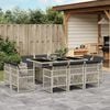 vidaXL 11 Piece Garden Dining Set with Cushions Light Grey Poly Rattan