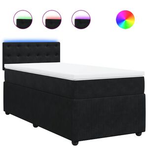 vidaXL Box Spring Bed with Mattress Black King Single Velvet