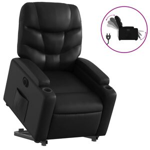 vidaXL Electric Stand up Recliner Chair Black Faux Leather