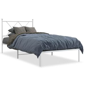 vidaXL Metal Bed Frame without Mattress with Headboard White 90x190cm