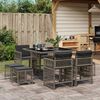 vidaXL 9 Piece Garden Dining Set with Cushions Grey Poly Rattan