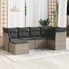 vidaXL 6 Piece Garden Sofa Set with Cushions Grey Poly Rattan