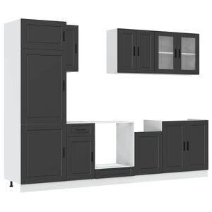 vidaXL 8 Piece Kitchen Cabinet Set Porto Black Engineered Wood