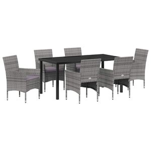 vidaXL Garden Dining Set 7 pcs Grey Poly Rattan