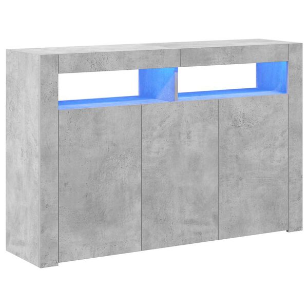 vidaXL Sideboard with LED Lights Concrete Grey 116x30x75 cm