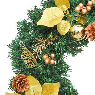 vidaXL Christmas Wreath with LED Lights Green 60 cm PVC