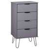 vidaXL Drawer Cabinet | Grey | Solid pine wood, metal | Mid-sized