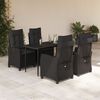 vidaXL 5 Piece Garden Dining Set with Cushions Black Poly Rattan