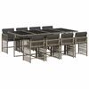 vidaXL 9 Piece Garden Dining Set with Cushions Grey Poly Rattan