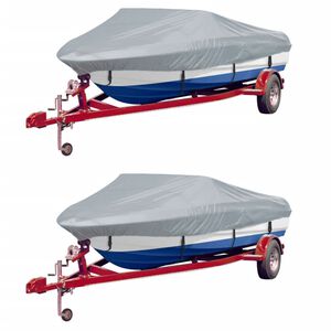 vidaXL Boat Covers 2 pcs Grey Length 427-488 cm Width 173 cm