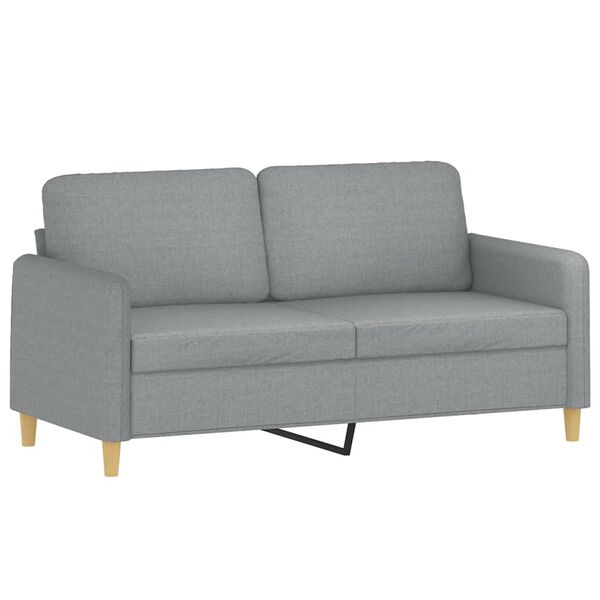 vidaXL 2 Piece Sofa Set with Pillows Light Grey Fabric
