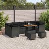vidaXL Garden Sofa Set Height-Adjustable 10 pcs Black Poly Rattan