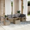 vidaXL 7 Piece Garden Sofa Set with Cushions Beige Poly Rattan