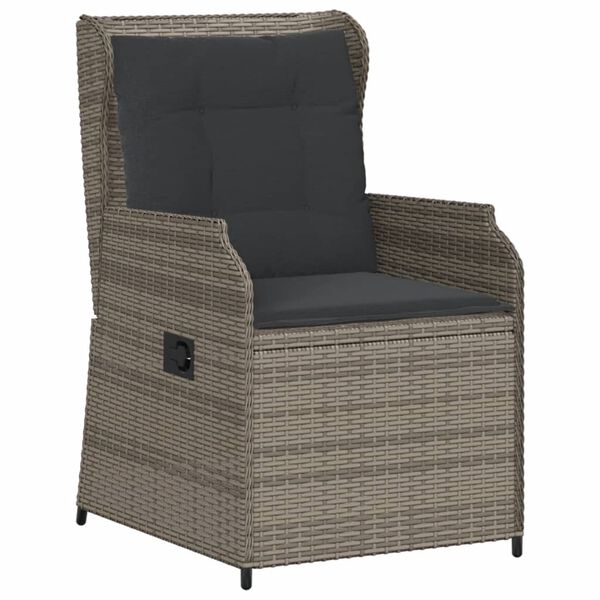 vidaXL Reclining Garden Chairs 2 pcs with Cushions Grey Poly Rattan