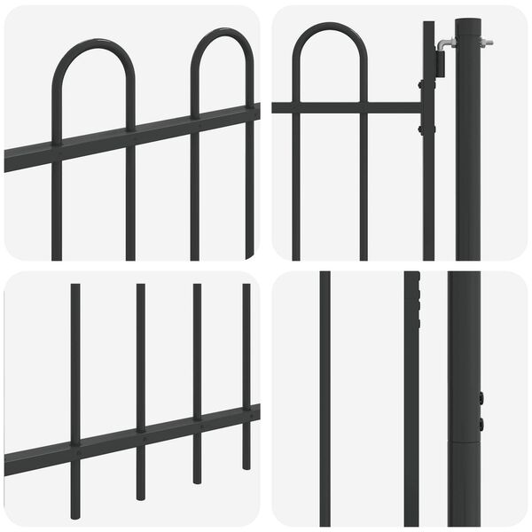 vidaXL Fence Gate Boxtel Single Door with Arched Top Steel 1x1.2 m Black