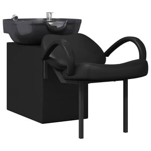 vidaXL Shampoo Chair Height Adjustable Black 136 x 60 x 92 cm PVC