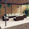vidaXL 10 Piece Garden Lounge Set with Cushions Poly Rattan Brown