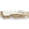 vidaXL 8 Piece Garden Lounge Set with Cream White Cushions Bamboo