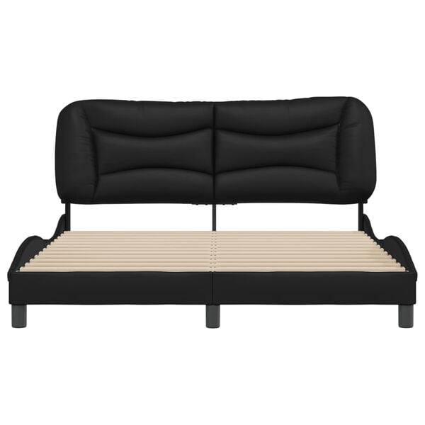 vidaXL Bed Frame without Mattress "Hvar" Black 152x203 cm Queen Faux Leather