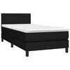 vidaXL Box Spring Bed with Mattress&LED Black 107x203 cm King Single Size Fabric