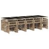 vidaXL 15 Piece Garden Dining Set with Cushions Mix Beige Poly Rattan